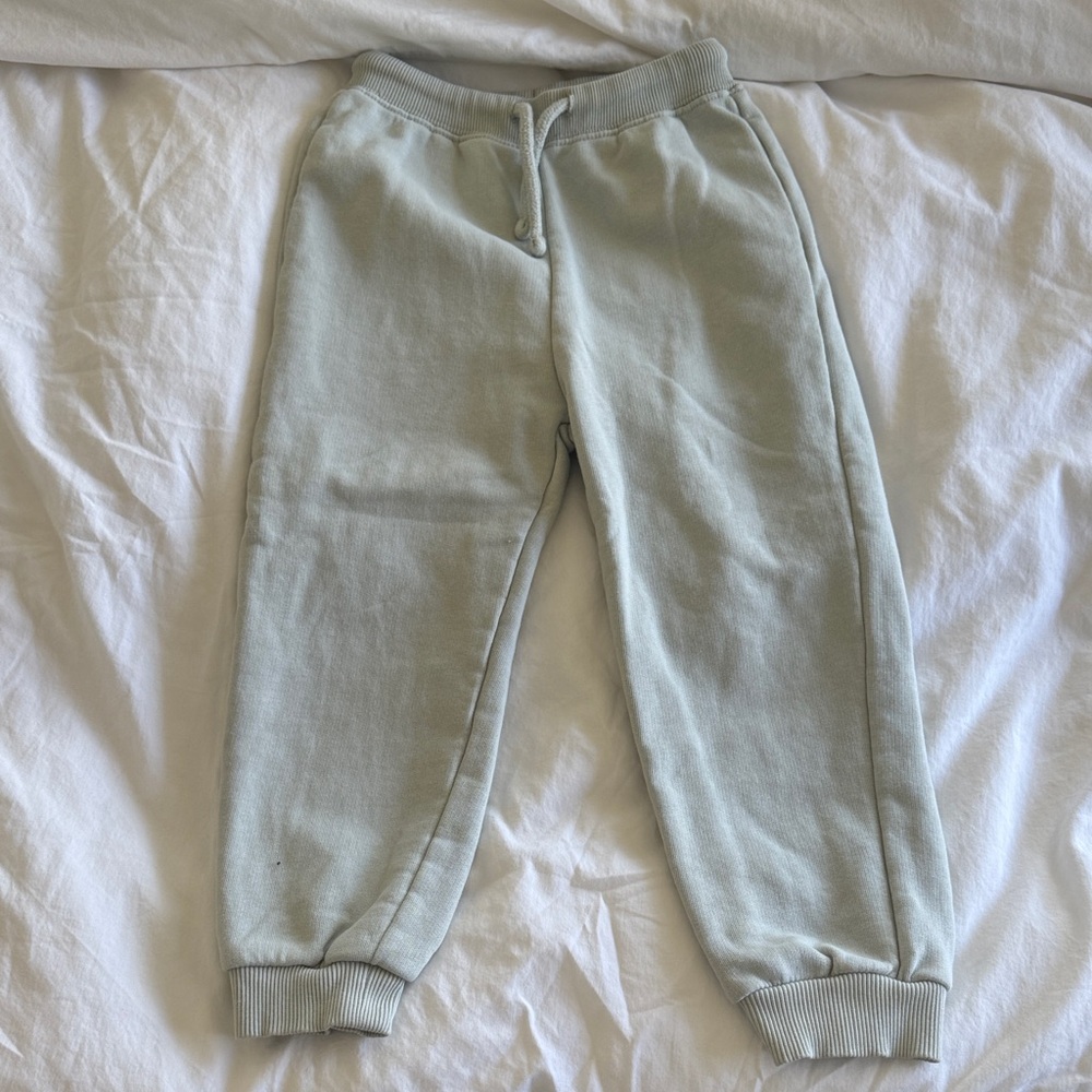 Zara Kids Light Sage Green Jogger Sweatpants, Size 4-5